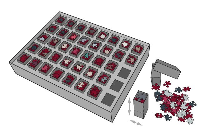 Størrelsen på de 40 små SMART-æsker