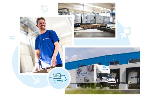 Kompetente medarbejdere organiserer forsendelsen af vores puslespil til 23 lande. Om det er indenfor Europa eller til Nordamerika: puzzleYOU-puslespillet er hos dig inden for blot få dage.